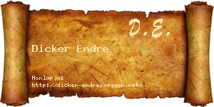 Dicker Endre névjegykártya
